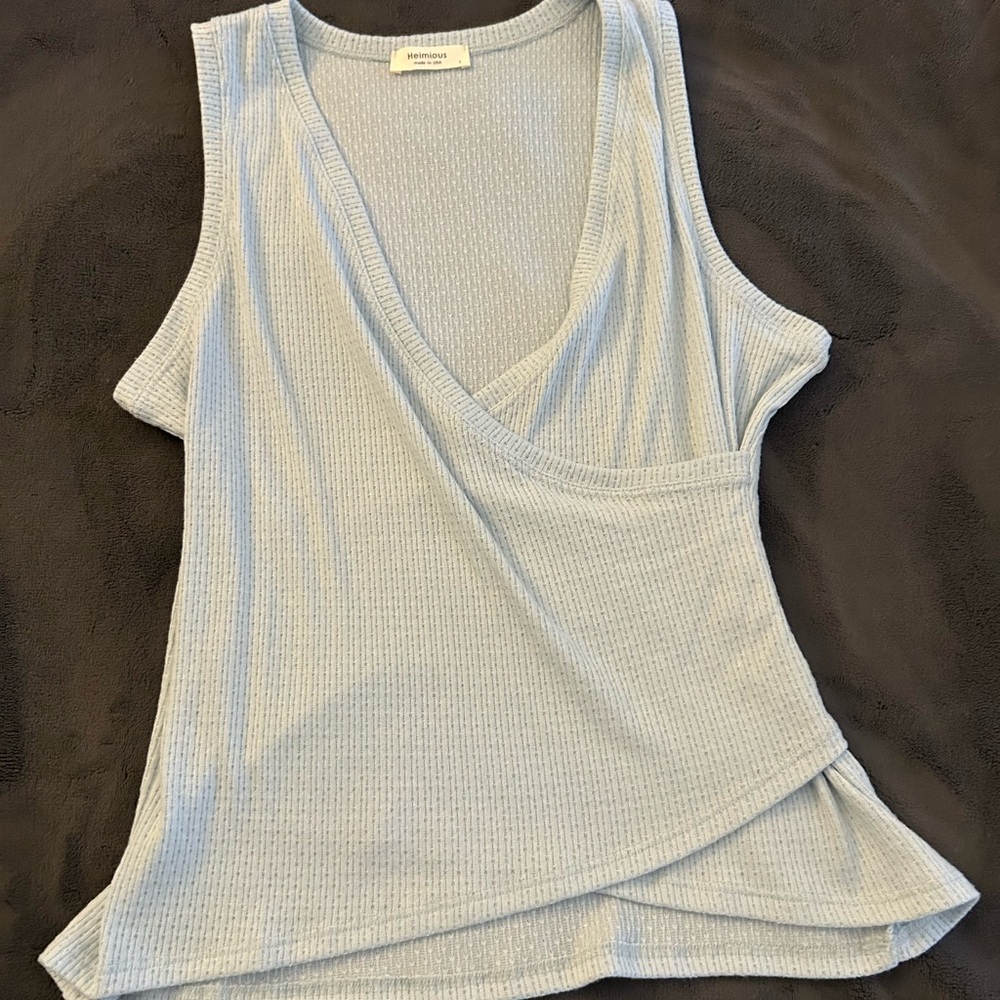 Sleeveless Wrap Top - Light Blue